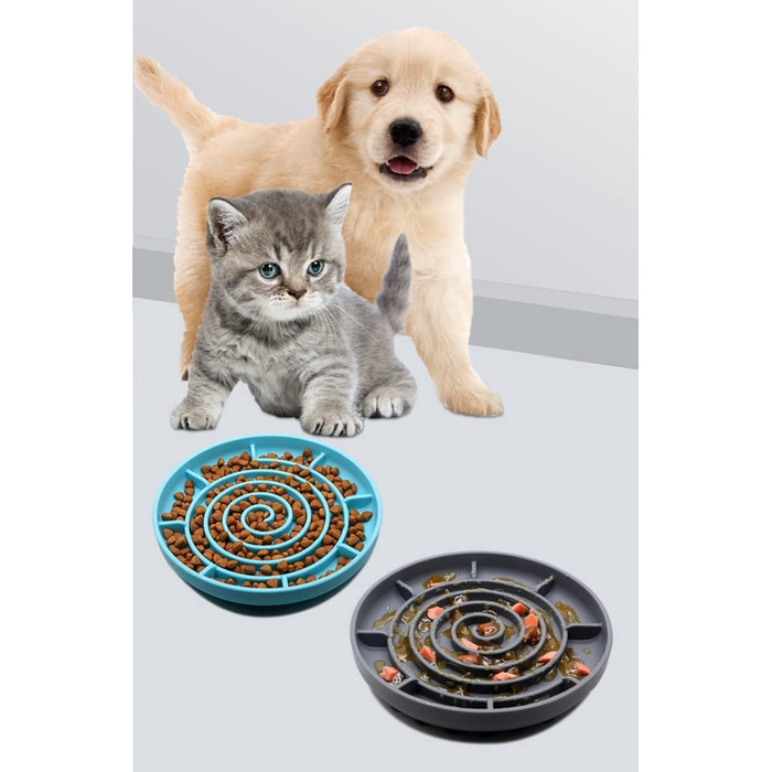 Антислизький насадковий миска для собак та котів, Slow Feeder, силікон, велика, сіра