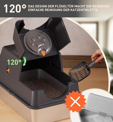 Кігтеточка-лоток для котів Citylife Edelstahl з кришкою, XXL, закритий, з двома входами, килимок для котячого туалету та совком, легко чиститься, нейтралізатор запаху, темно-сірий