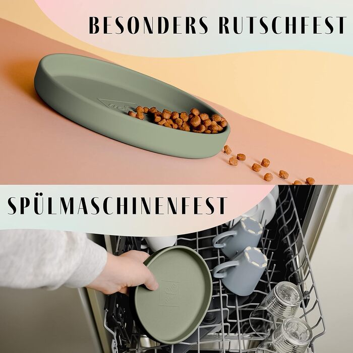 Миска для котів [Nala Collection] - широка миска для корму | Силіконова миска для котів | Миска для котячого корму sage green