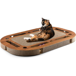 CanadianCat Company XXL ігровий майданчик для котів 85x54x5,8 см, інтерактивна когтеточка з картону в дерев’яному стилі