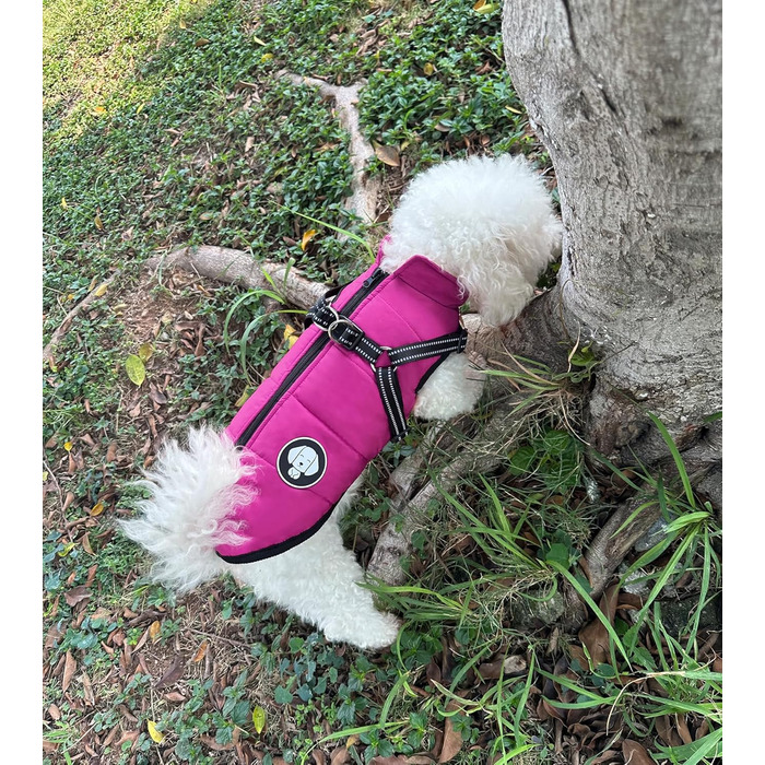 Водонепроникна тепла куртка для собак, зимовий одяг для маленьких, середніх та великих собак, підходить для Лабрадорів, Чихуахуа, Французьких бульдогів. Зелений (L (4.5-6.5 кг), фіолетовий)