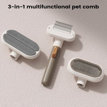Щітка для собак з 3 головками, для догляду за шерстю, масажу та очищення, підходить для короткої та довгої підшерстки, котів та собак