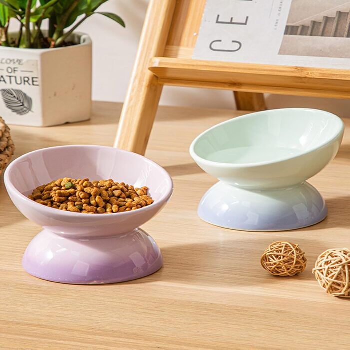 Підвищений годівниця для котів та собак Busnos, керамічний, жовтий, 15.5x15.5x11 см