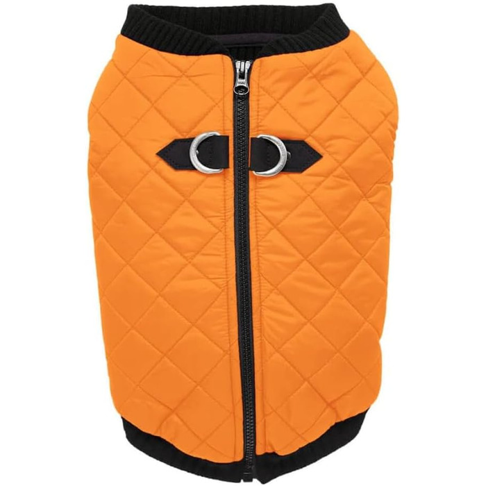 Жилет для собак Gooby Modische, степеневий, з еластичною зоною грудей, ромбовий візерунок, великий розмір (обхват грудей ~43.2 см), помаранчевий/червоний (Sunset Chevron)