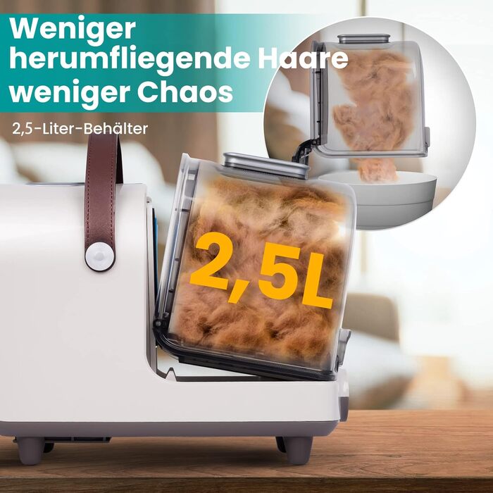 Машинка для стрижки собак HICHEE з пилососом, 13 kPa, професійний набір для грумінгу домашніх тварин, тиха машинка для собак та котів, 6 інструментів