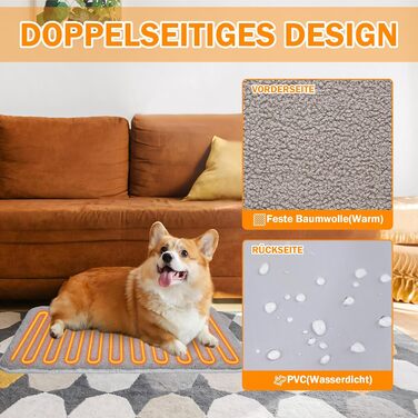 Кішечковий/Собачий нагрівальний килимок TEOV 60x90 см, регулювання температури 20-55°C, таймер, водонепроникний