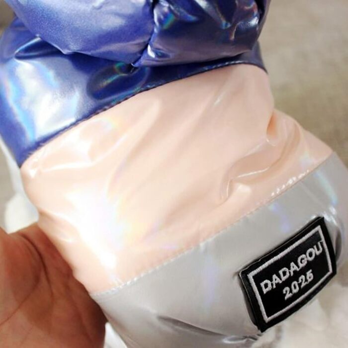 Зимовий одяг для собак: пуховик, комбінезон, зимова куртка. Вадостійкий плащ з капюшоном, толстовка з капюшоном. (фіолетовий, жовтий, L)