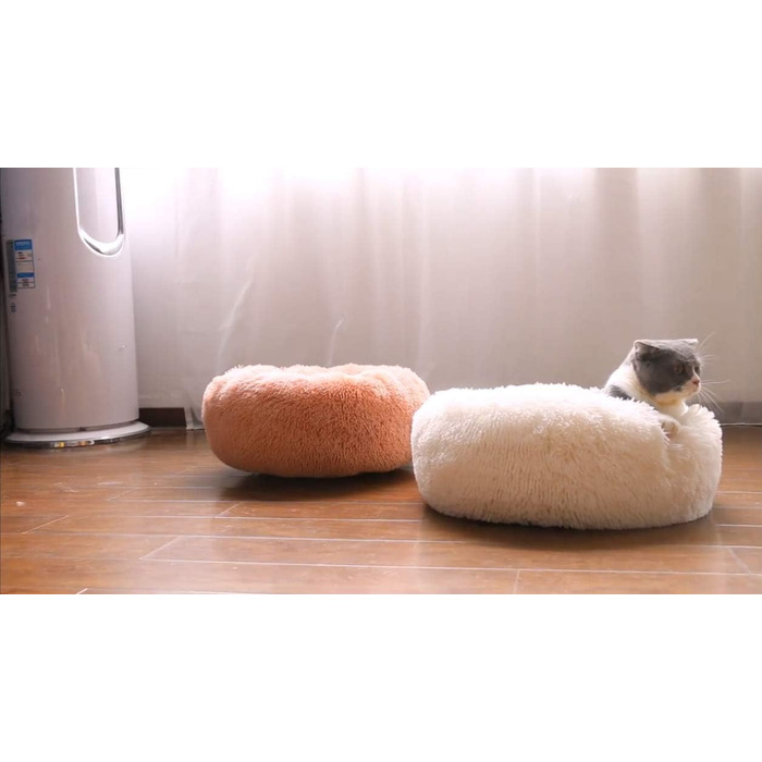 М'яке ліжко-софа для собак Deluxe, кругла, плюшеве, водонепроникне, для великих та екстра-великих собак, 80 см, білий колір