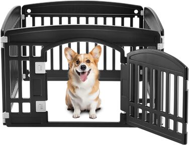 Клітка-манеж для собак, 61 см, 4 панелі, з дверцятами, безпечна та портативна, для цуценят та маленьких собак, біла (пластик)