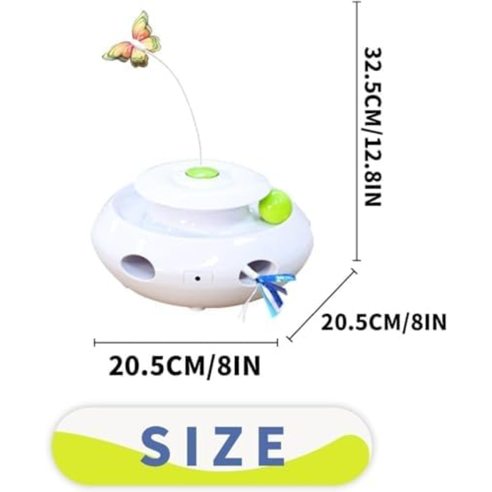 Інтерактивна іграшка для котів ALL FOR PAWS 3 в 1: метелик, м'ячики, пір'я. Автоматична іграшка для дому.