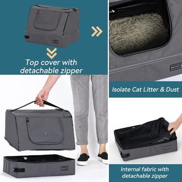Переносний туалет для котів Petsfit, дорожній, складаний, сірий (44x33x34 см)