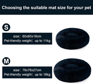 Кішка ліжко Aspand, м'яке, діаметр 60 см - зручне ліжко для котів з неслизьким дном для теплого та затишного сну (60x60x18 см, Темно-синій)