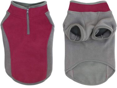 Теплий зимовий пуловер для собак з напівблискавкою, флісова куртка для собак, тепла жилетка для собак, одяг для собак у холодну погоду, для маленьких собак та цуценят, великих, бордовий