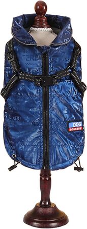 Тепла та водонепроникна жилетка для собак, розмір XXL, для маленьких та середніх порід, з світловідбиваючими смугами, блакитна