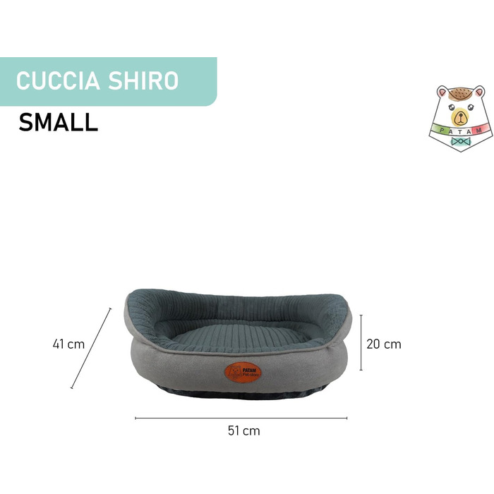 Лежанка для собак та котів Shiro, знімний чохол, легко миється, м'яка з високим бортиком, антиковзаюча підкладка, темно-сірий колір, розмір Small (51 x 41 x 20 см)