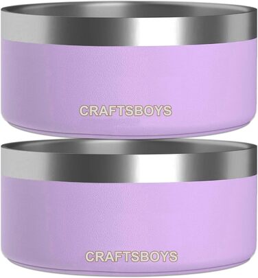 Миска для собак Craftsboys з нержавіючої сталі, подвійні стінки, нековзке гумове дно, для малих, середніх і великих собак, 2 шт, 907,2 г, фіолетова