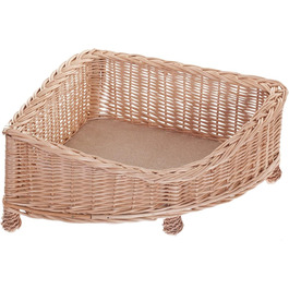 Лежанка для собак та котів з ротангу з м'яким матрацом, 53x53 см, H14/25