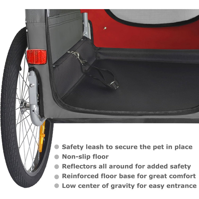 Тігго VS Pets L: велопричіп для собак великого розміру, 270 л, до 35 кг, червоний