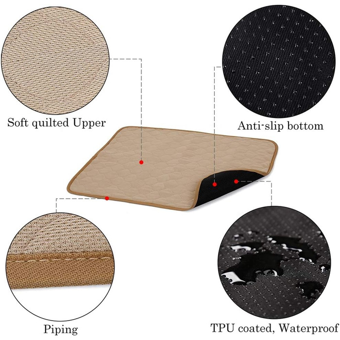 Водонепроникний килимок для собак, миючий, нековзний, швидковисихаючий, для дивана, авто, клітки, трави, ліжка (100 x 67 см)