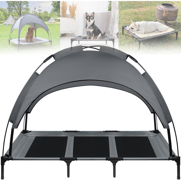 Крісло-ліжко для собак з балдахіном, лежанка для котів та собак, вуличне/домашнє, 76x61x76 см (M) / 122x92x102 см (XL)