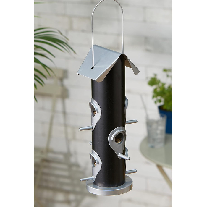 Годівниця для птахів Windhager Saatmischung з насіннєвою сумішшю, з металу, 13,5 x 13,5 x 35 см, 06969, Антрацит