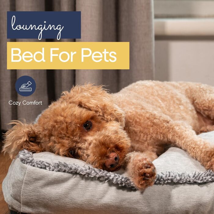 Крісло-ліжко для собак Маленьке, ультрам'яке, плюшеве, тепле. Зручна та затишна лежанка для домашніх тварин. Легка у догляді, знімний чохол, сірий колір (71 x 48 x 8 см)