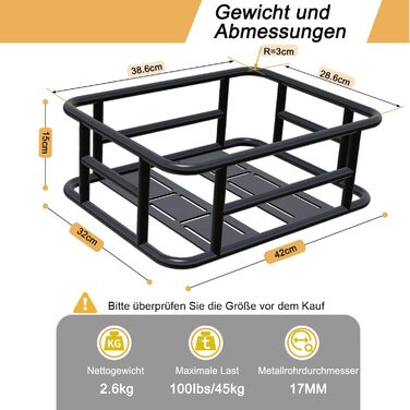 Металевий задній кошик для велосипеда: міцний, великий, з дощем. Підходить для велосипедів та електровелосипедів, для покупок, перевезення собак. Без внутрішнього мішка, з сіткою для багажу.