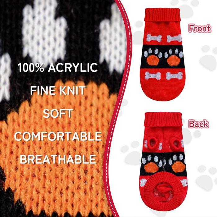 Світер для собак, рогатий, теплий, м'який, для відпочинку, коти, зимовий одяг для цуценят, теплий в'язаний одяг для маленьких собак та котів, з малюнком кісток, розмір S 10