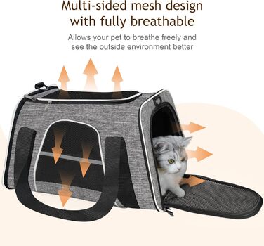 Транспортна сумка для котів HiCaptain, складана, з плечовим ременем, м'яко стьобана, переноска для маленьких собак та цуценят до 7 кг (рожева), 46 x 29 x 30 см