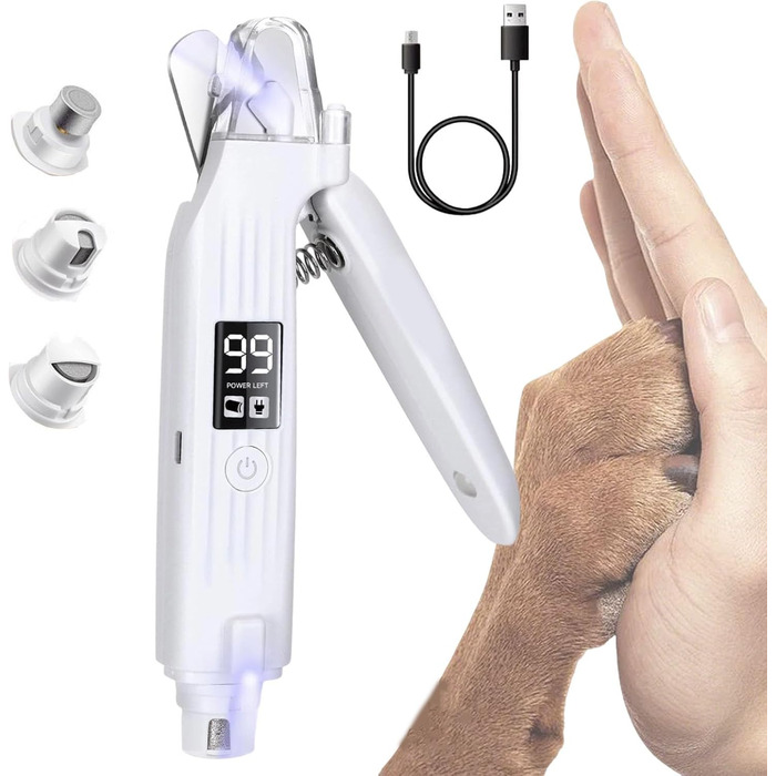 Триммер для нігтів 2-в-1 LED для собак та котів Neu з LED-підсвічуванням, захистом від бризок та регулюванням швидкості