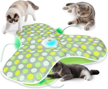 Інтерактивна іграшка для котів PUHOHUN: автоматична мишка з пір'ям, прихована іграшка для кошенят, зелена