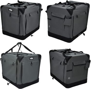 Клітка для собак EliteField з 3 дверцятами, складана, м'яка, з сумкою для перенесення та флісовою підстилкою, для дому та вулиці, 91.4 x 61 x 71.1 см