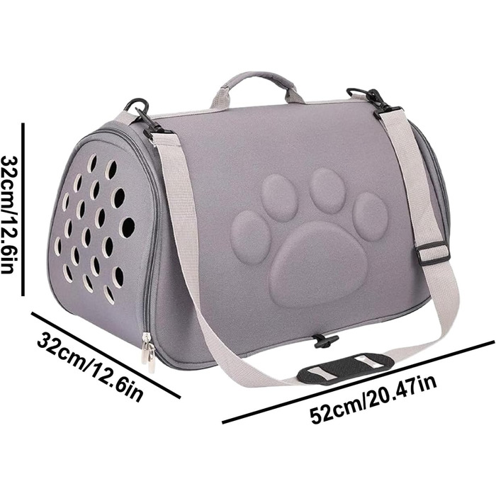 Транспортна сумка для котів та собак, складана переноска для тварин з регульованим плечовим ременем (Сірий, L)