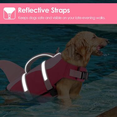 Жилет для плавання собак AOFITEE, жилет-спасатель для собак з ручкою та світловідбиваючими смугами, рожевий, X-Large