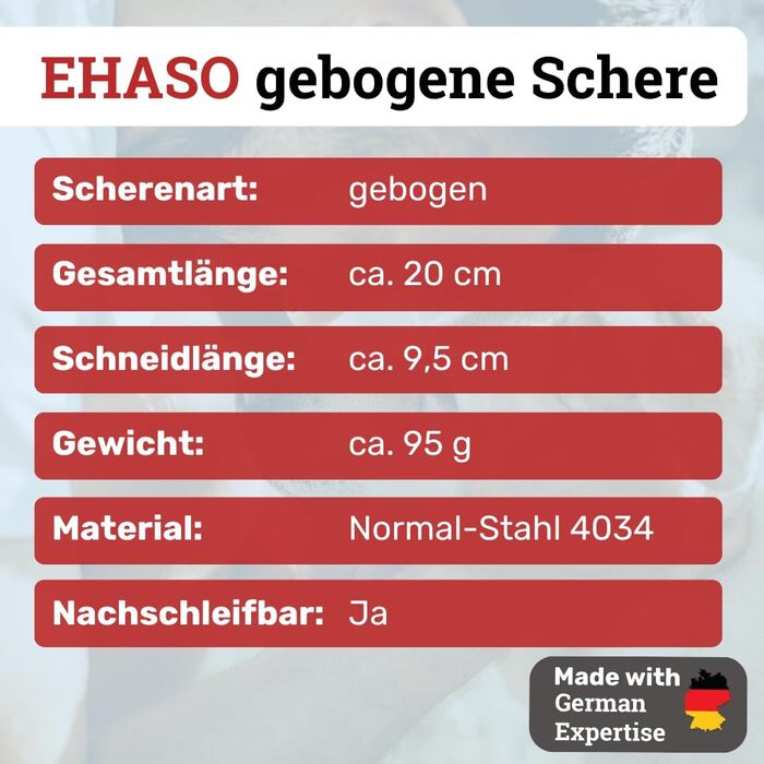 Ножиці для собак EHASO, нержавіючі, 20 см, матові