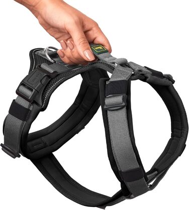 Нашийник для собак HUNTER Maldon, чорний/сірий, XS: м'який, комфортний, з 3M Scotchlite, 4-разове регулювання, з м'яким ручним захопленням