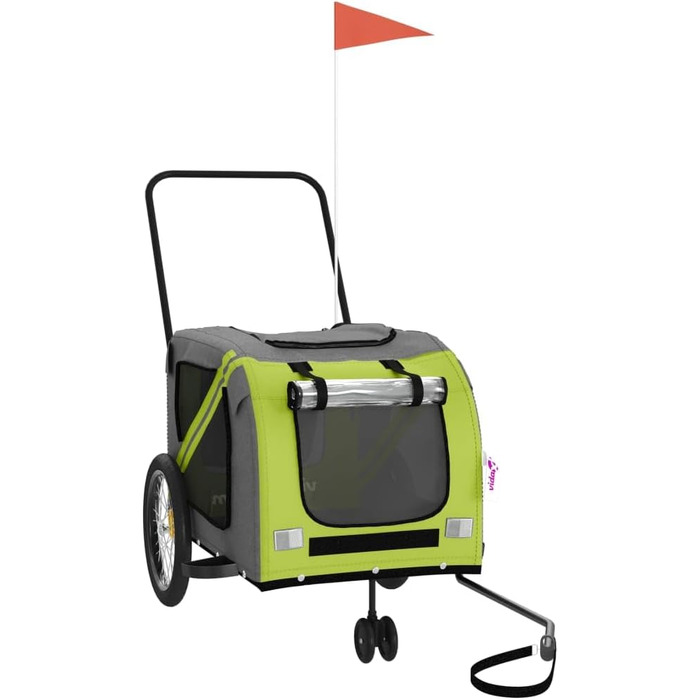 Причіп для велосипеда для собак та котів, зелений та сірий, Oxford-Gewebe та метал