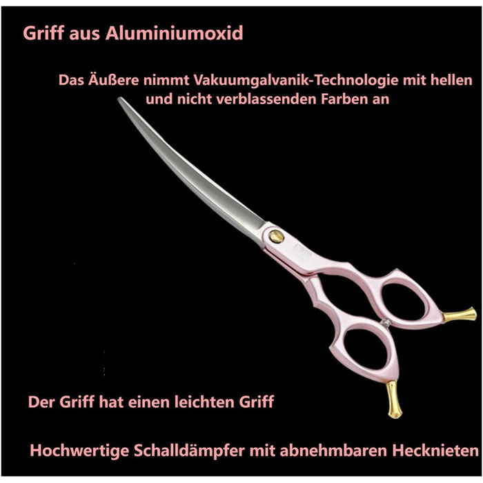 Ножиці для грумінгу собак та котів 7.5 дюймів, професійні ножиці для грумінгу з нержавіючої сталі 440C, ергономічні ручки з алюмінію (рожевий+сірий)
