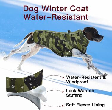Теплий зимовий одяг для собак великих порід: куртка, комбінезон, жилет з блискавкою, камуфляжний принт (Французький бульдог, Мопс)