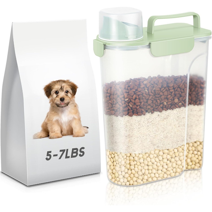 Контейнер для корму для собак та котів, 3.6-5.4 кг, BPA-free, зелений