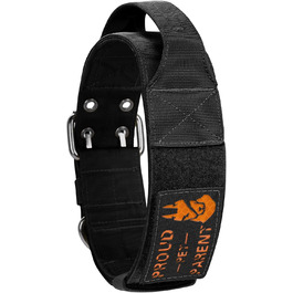 Нашийник для собак OneTigris 5 см з ручкою та патчем, чорний, розмір L