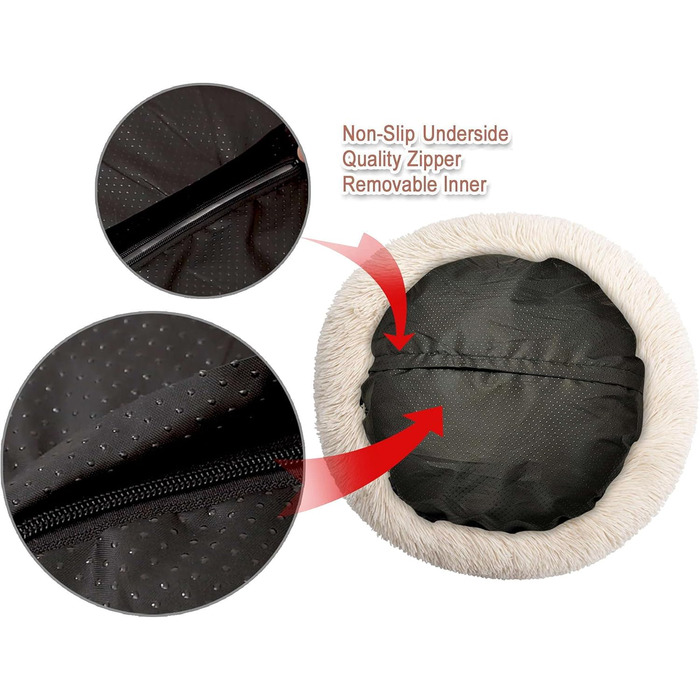 Кругле ліжко-лежанка для собак та котів, лежанка-кошик, лежанка-подушка, 50 см, бежевий колір