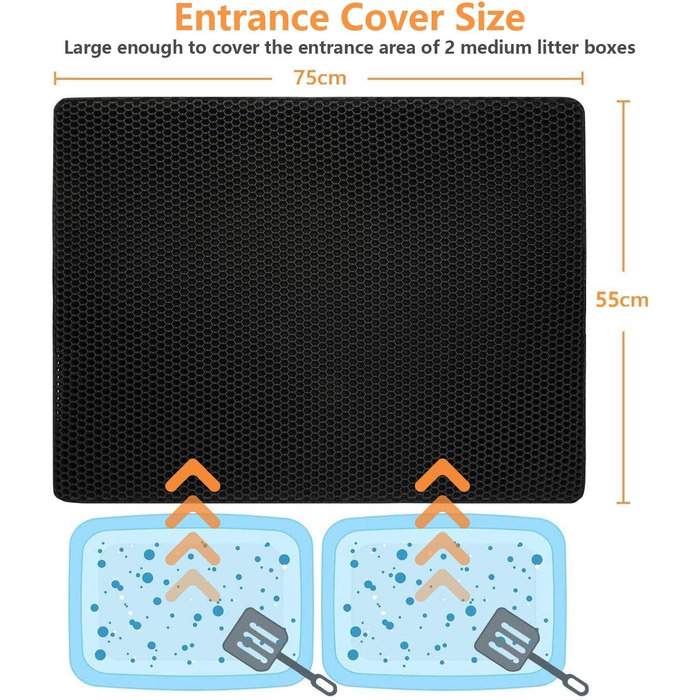 Килимок для котячого туалету Ycozy Katzenklo Matte Groß 76 x 61cm - вологостійкий, з оксфордської тканини, контролює розсипання наповнювача