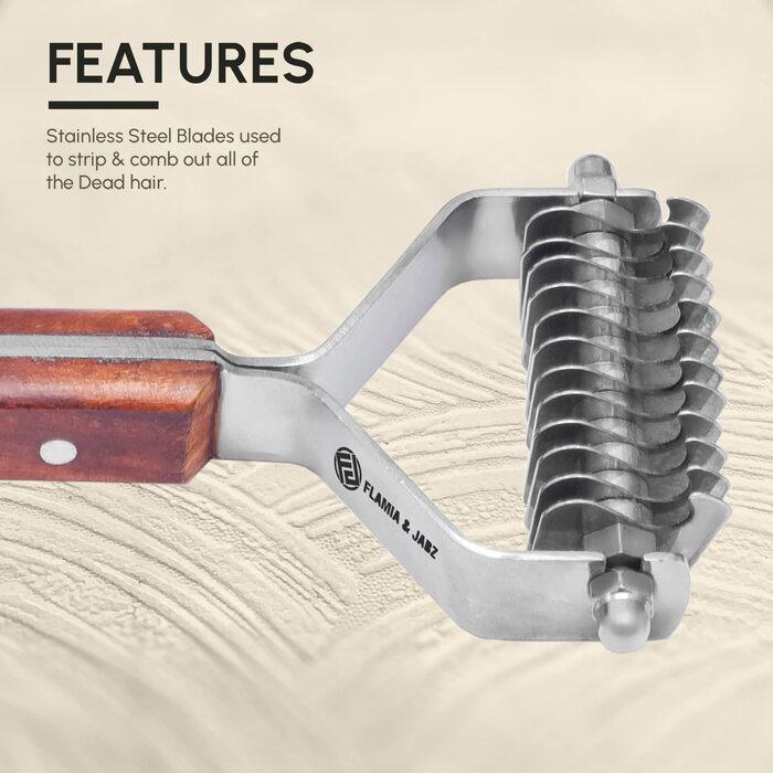 Гребінець для догляду за підшерстям собак, котів та домашніх тварин FLAMIA & JABZ (14 лез)
