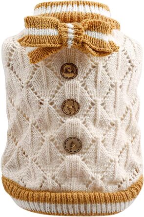 Теплий пуловер для кота та собаки Galatée, зимовий пуловер для домашніх тварин, зручний в'язаний пуловер для кота та собаки (S, смужка кава)