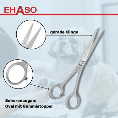 Професійна пряма ножиця для собак EHASO 17 см - для довгої та короткої шерсті, підходить для собак та котів