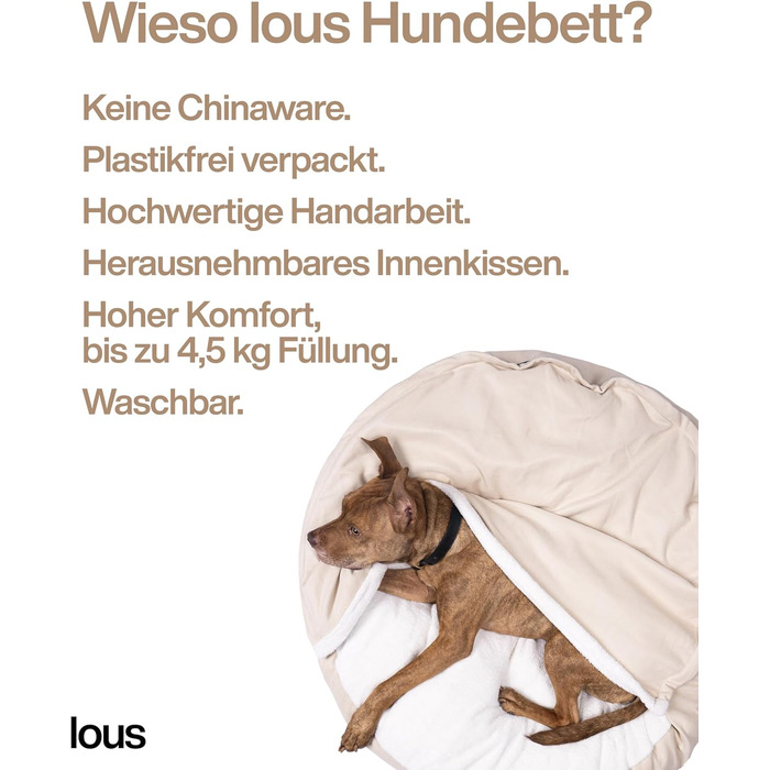 М'яке ліжко для собак Lous®, печеринка для собак, прання, великі та малі собаки та коти, ліжко для котів, знімний ковдру (Бежевий, L B-варіант (приблизно 72 см))