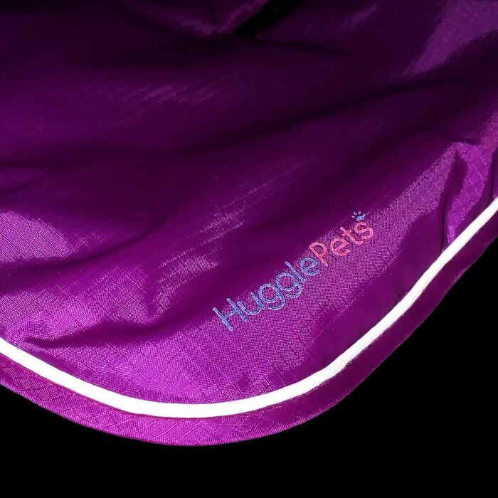 Теплий водонепроникний зимовий одяг для собак Hugglepets Arctic Armour, фіолетовий, XL, 60 см, з відбиваючим флісом для великих собак, регульована застібка-липучка та блискавка