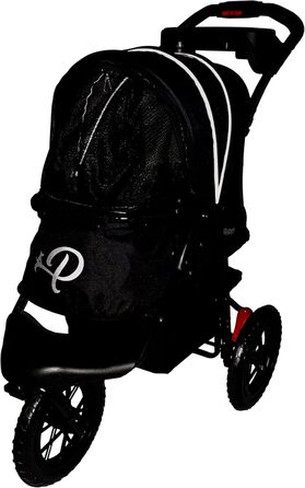 Petique Chinook Schwarz: розкішний візок для собак | Колеса 30 см, EVA, світловідбивачі | До 23 кг