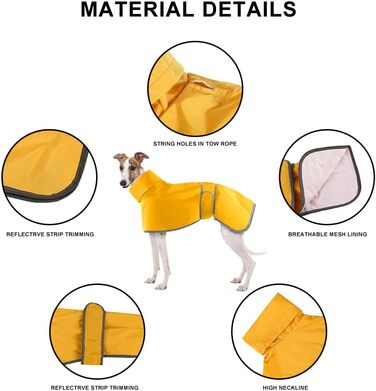 Жаропрочний дощовик для породисті собаки Віндгаунд (M, жовтий) - водонепроникний, легкий, для літа та зими